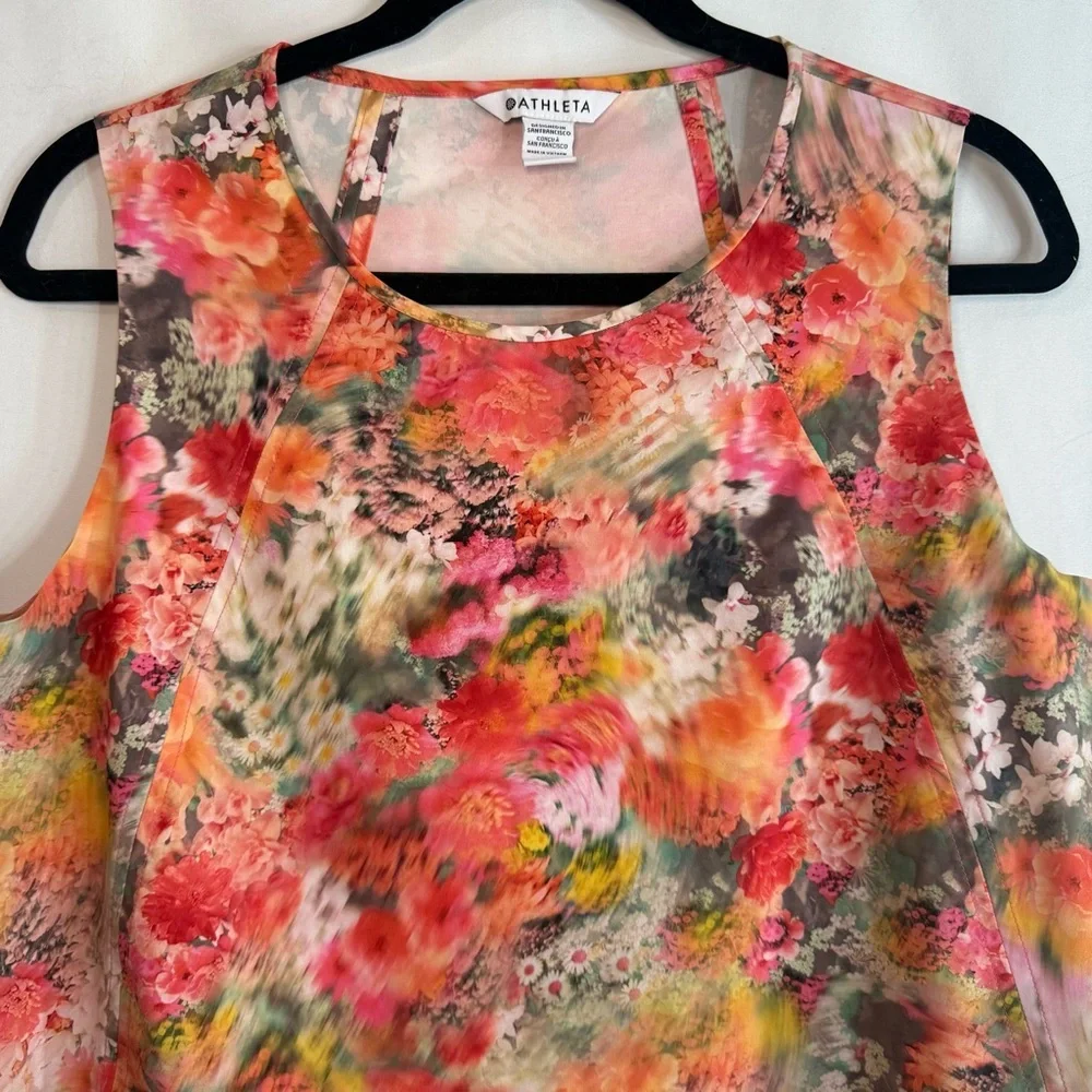 Athleta Refined Zephyr Athletic Tank Top Watercolor Floral Sleeveless, size M - Picture 4 of 8
